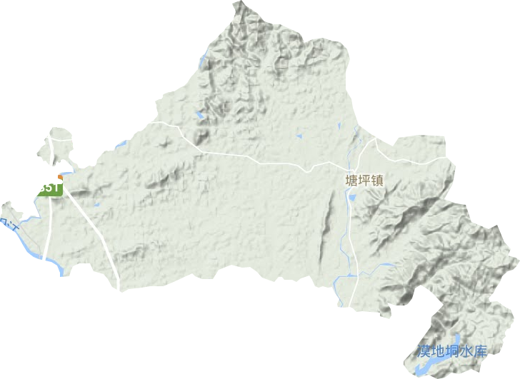 塘坪镇地形地图