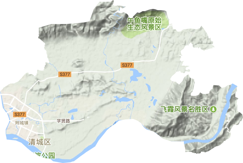 东城街道地形地图