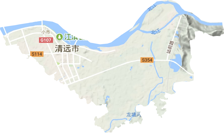 洲心街道地形地图