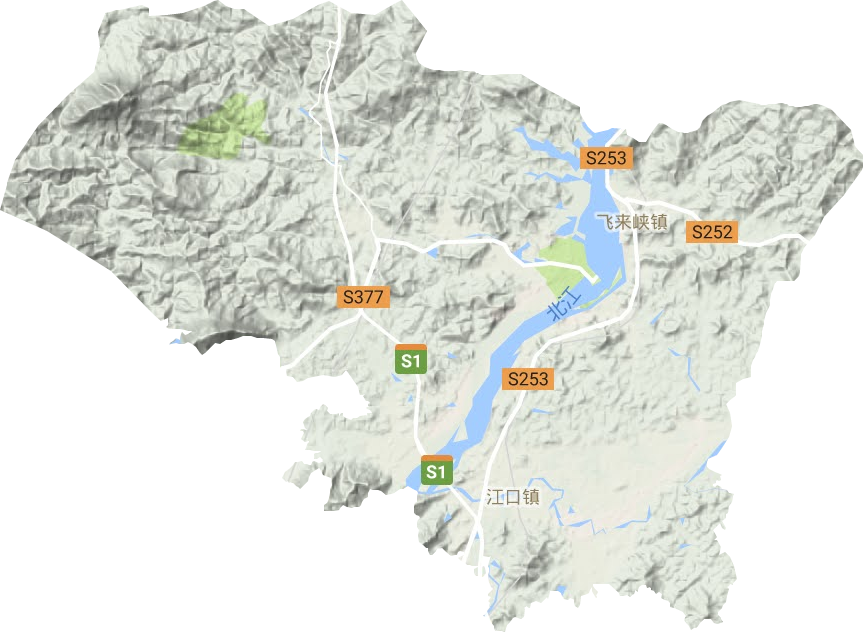 飞来峡镇地形地图