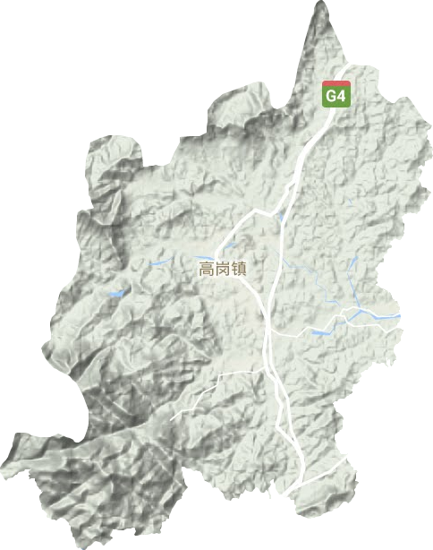 高岗镇地形地图