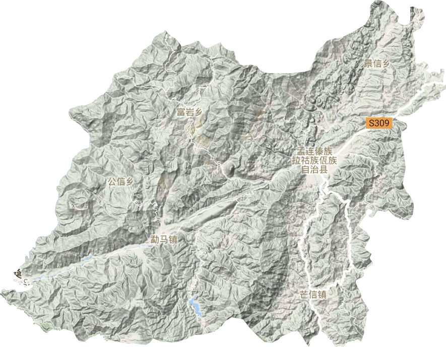 孟连县地形地图