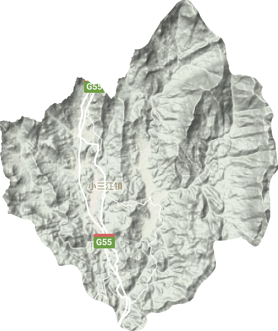 小三江镇地形地图