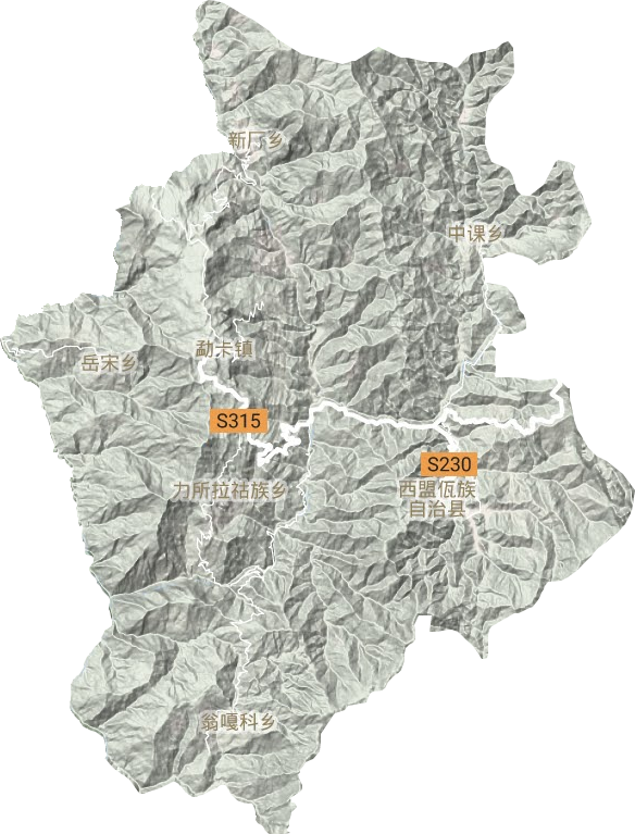 西盟县地形地图