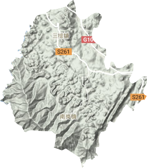 三排镇地形地图