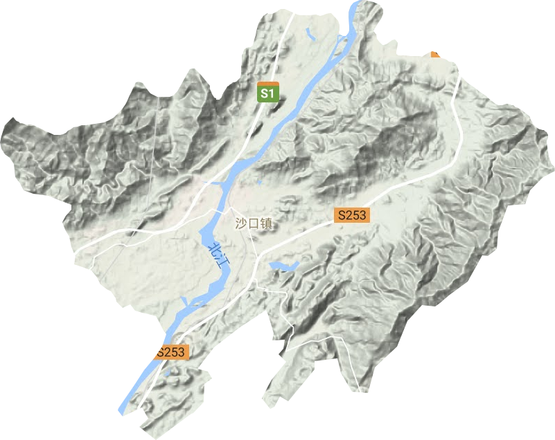 沙口镇地形地图