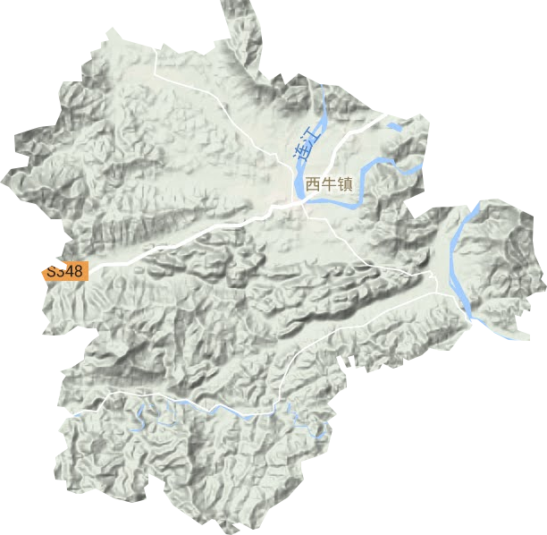 西牛镇地形地图