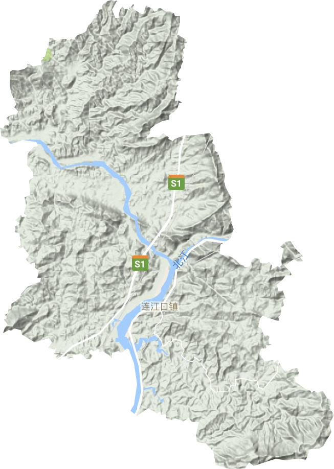 连江口镇地形地图