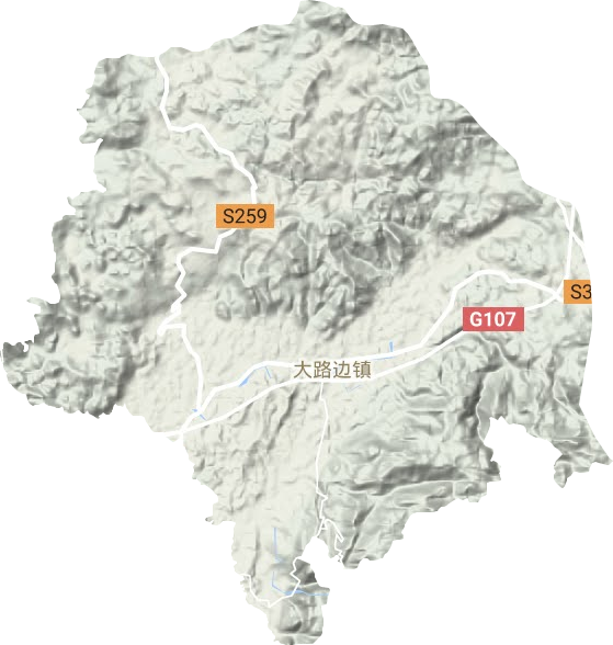 大路边镇地形地图
