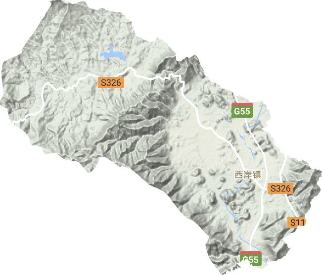 西岸镇地形地图