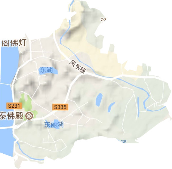 桥东街道地形地图