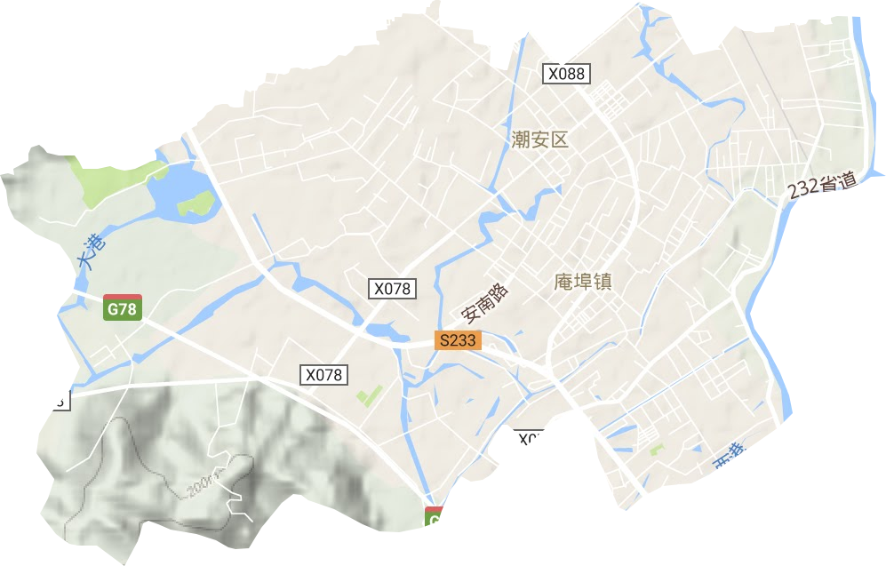 庵埠镇地形地图