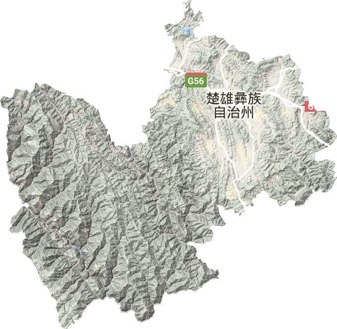 楚雄市地形地图