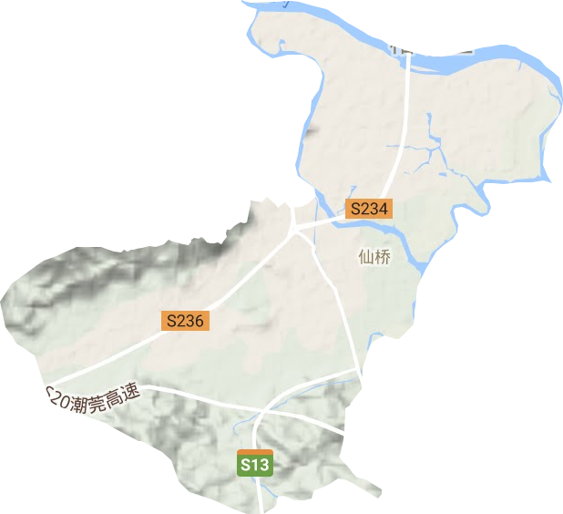 仙桥街道地形地图
