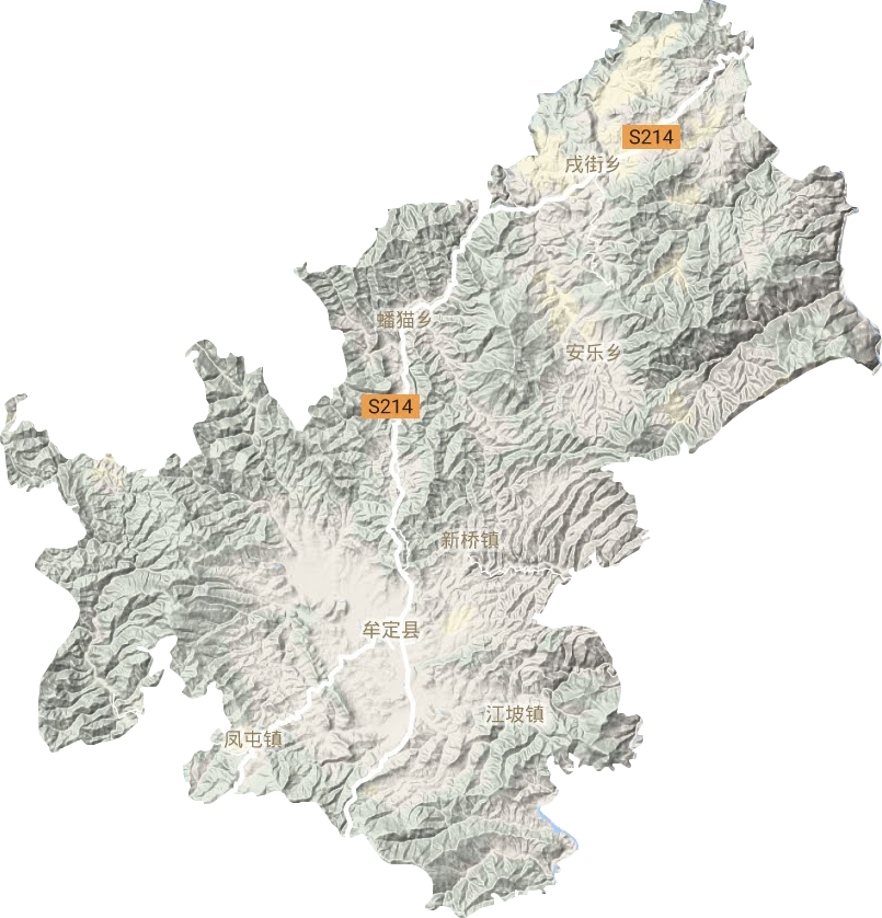 牟定县地形地图