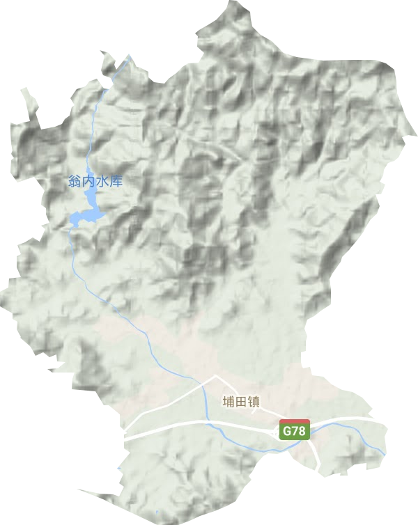 埔田镇地形地图