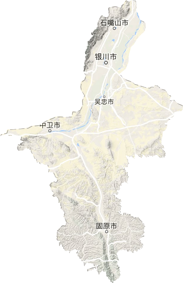 宁夏回族自治区地形地图