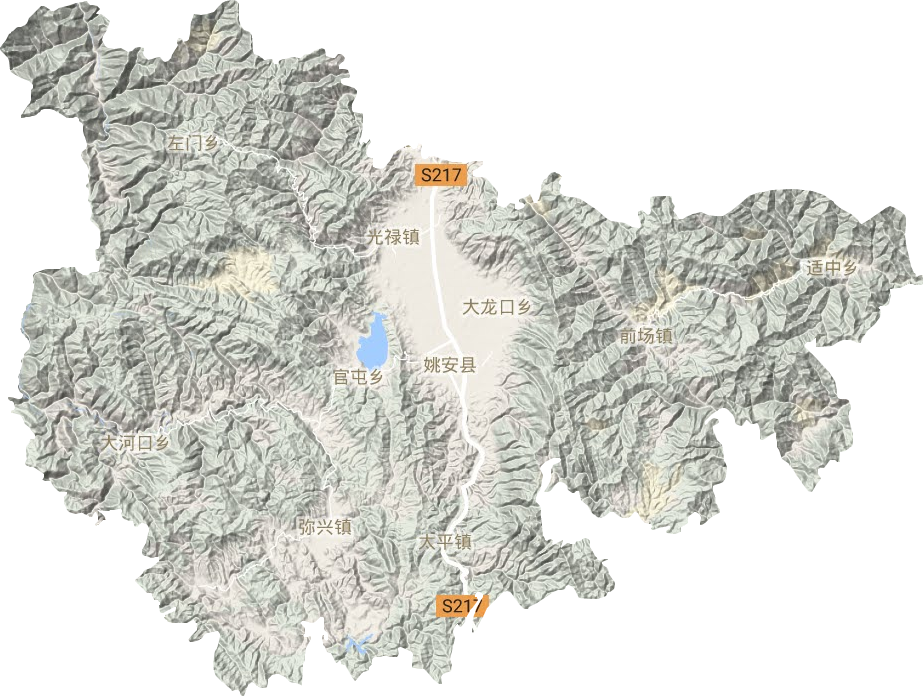姚安县地形地图
