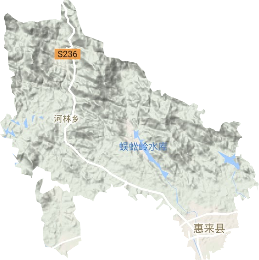 惠城镇地形地图