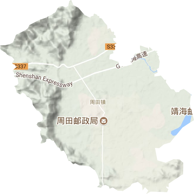 周田镇地形地图