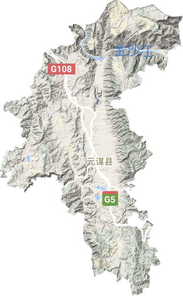 元谋县地形地图