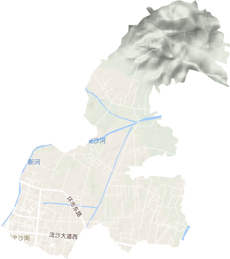 流沙东街道地形地图