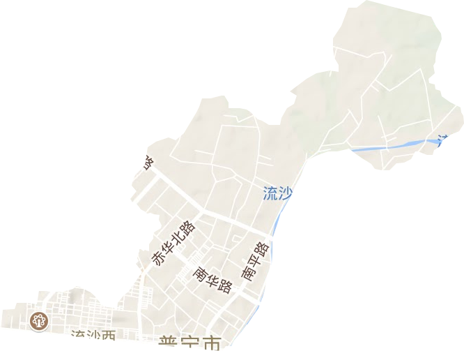 流沙北街道地形地图