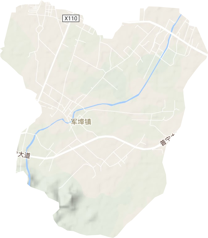 军埠镇地形地图