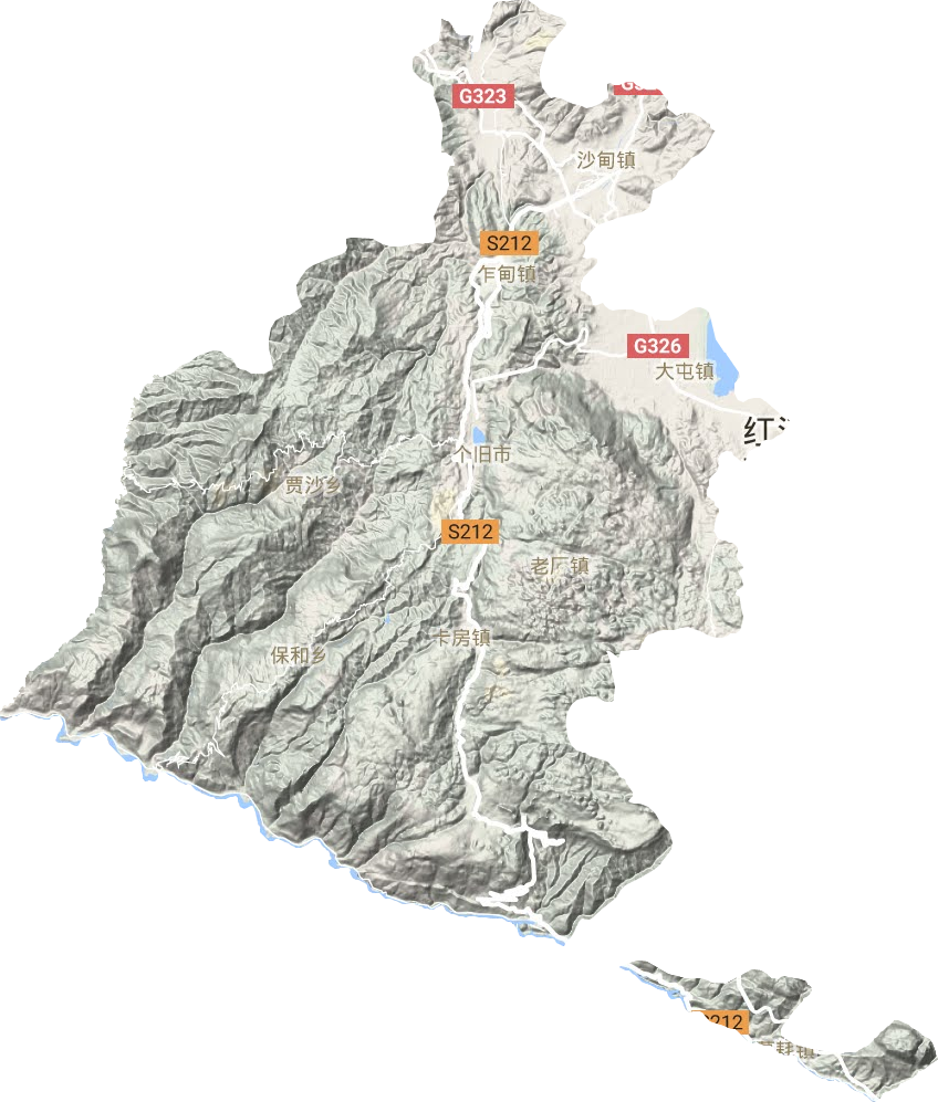 个旧市地形地图
