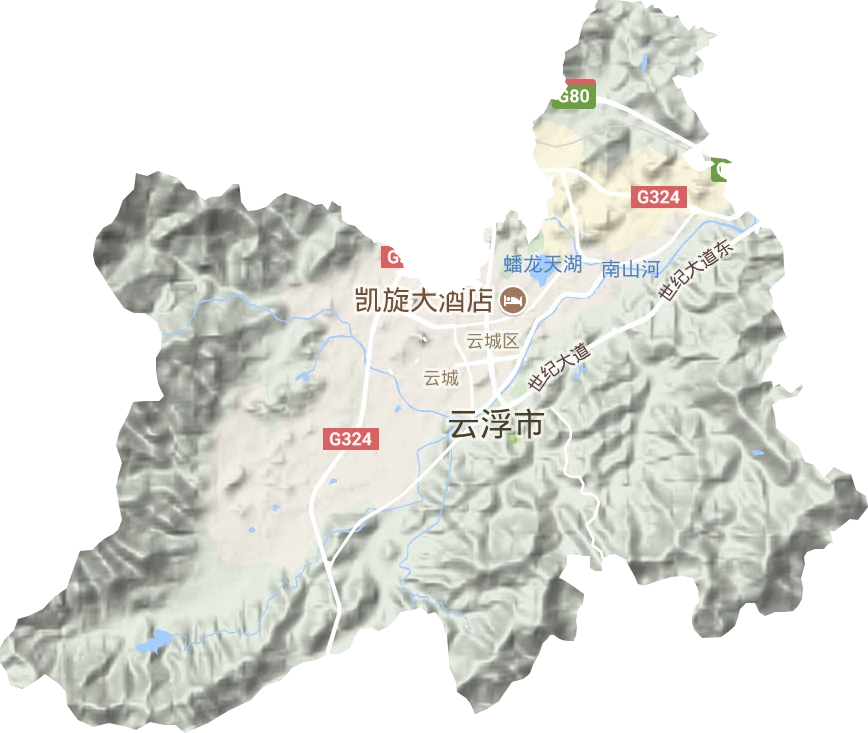 云城街道地形地图