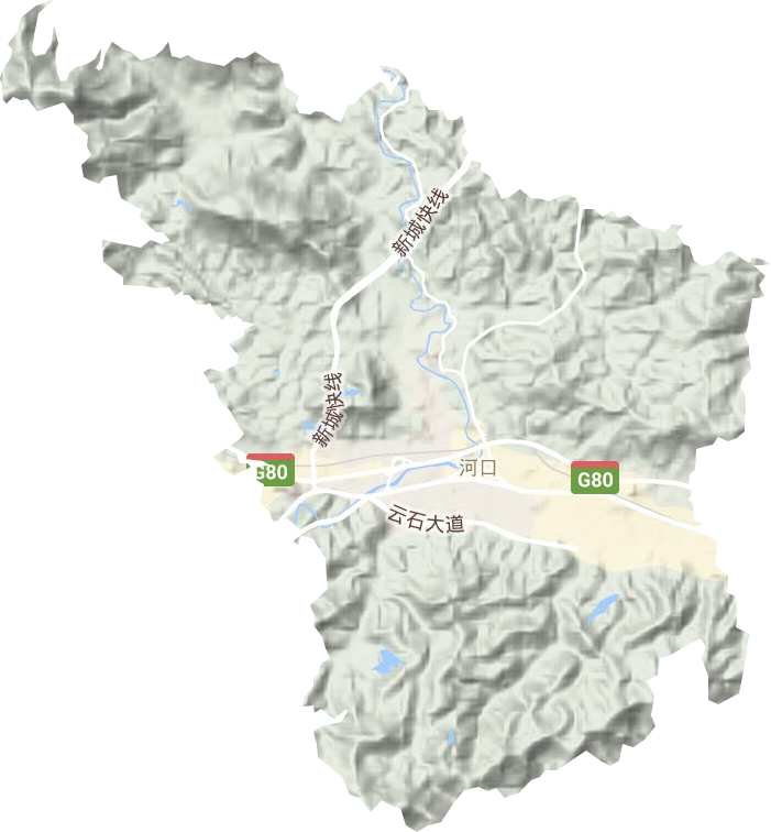河口街道地形地图