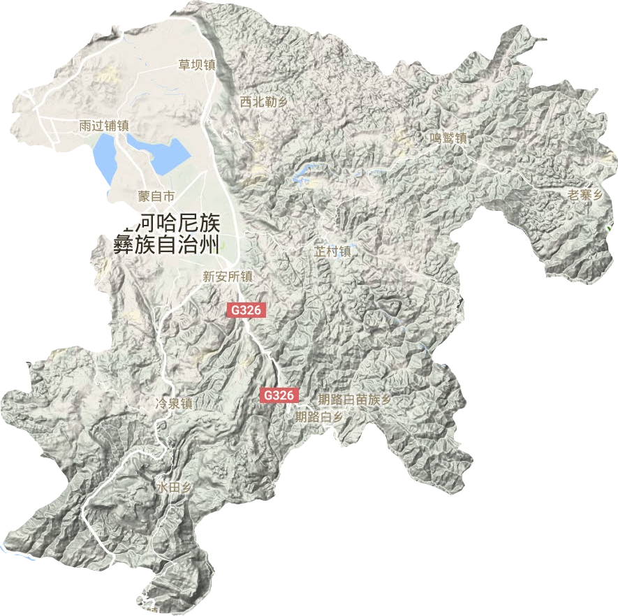 蒙自市地形地图