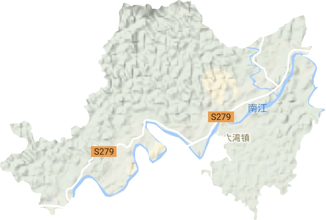 大湾镇地形地图