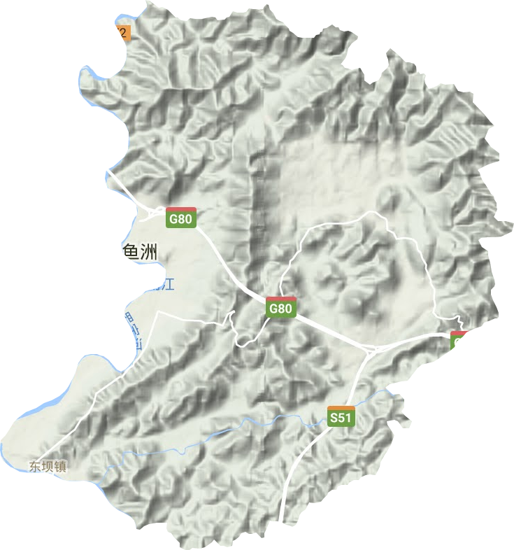 东坝镇地形地图
