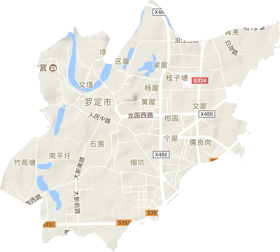 罗城街道地形地图