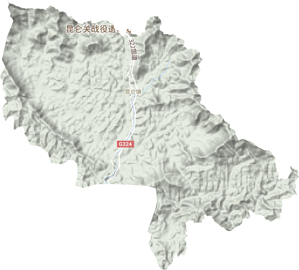 昆仑镇地形地图