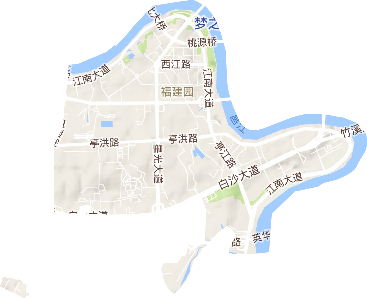 福建园街道地形地图