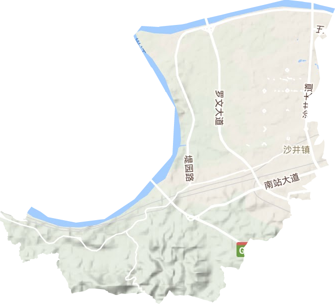 沙井街道地形地图