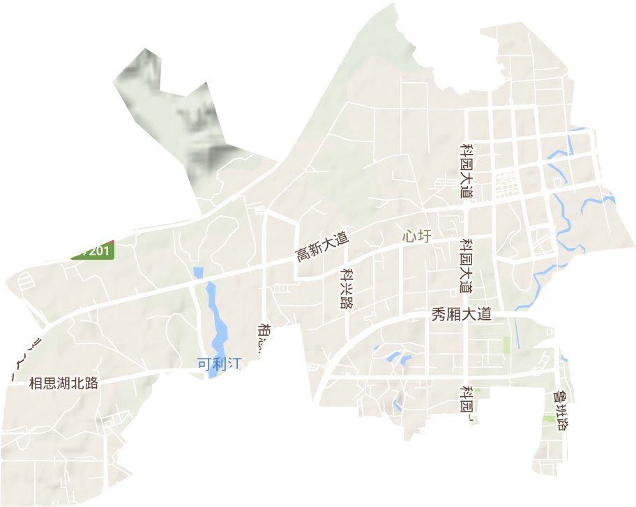 心圩街道地形地图
