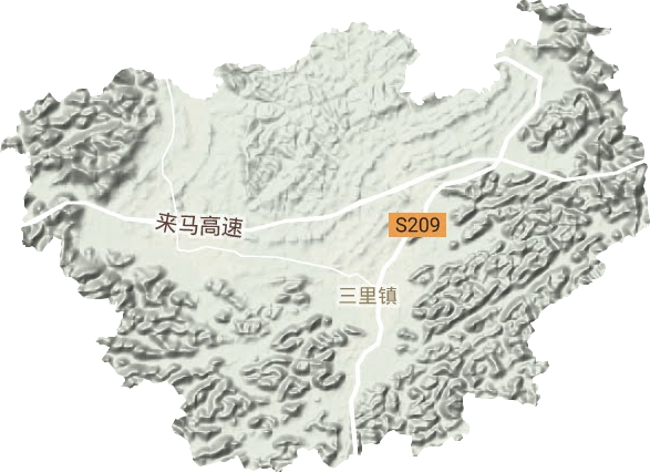 三里镇地形地图