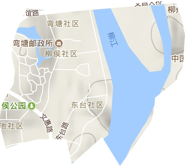 公园街道地形地图