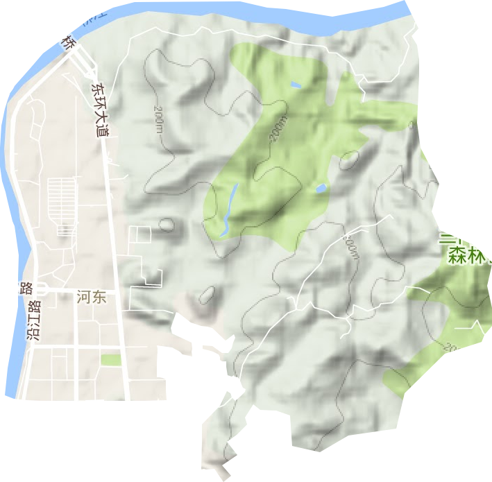 河东街道地形地图