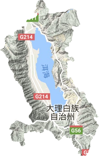 大理市地形地图