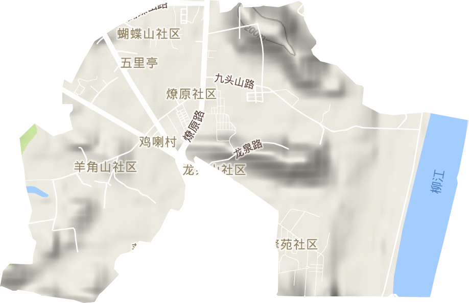 五里亭街道地形地图