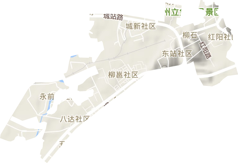 柳石街道地形地图