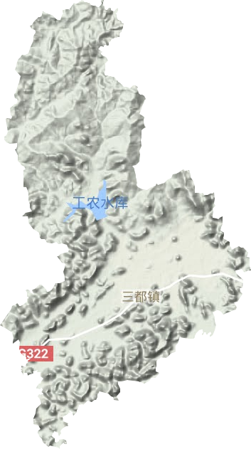 三都镇地形地图