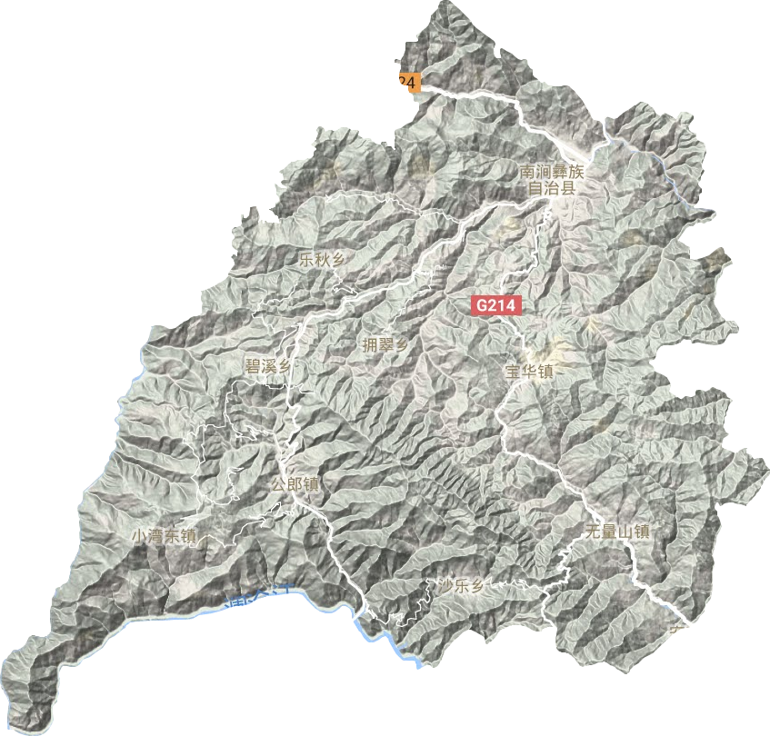 南涧县地形地图