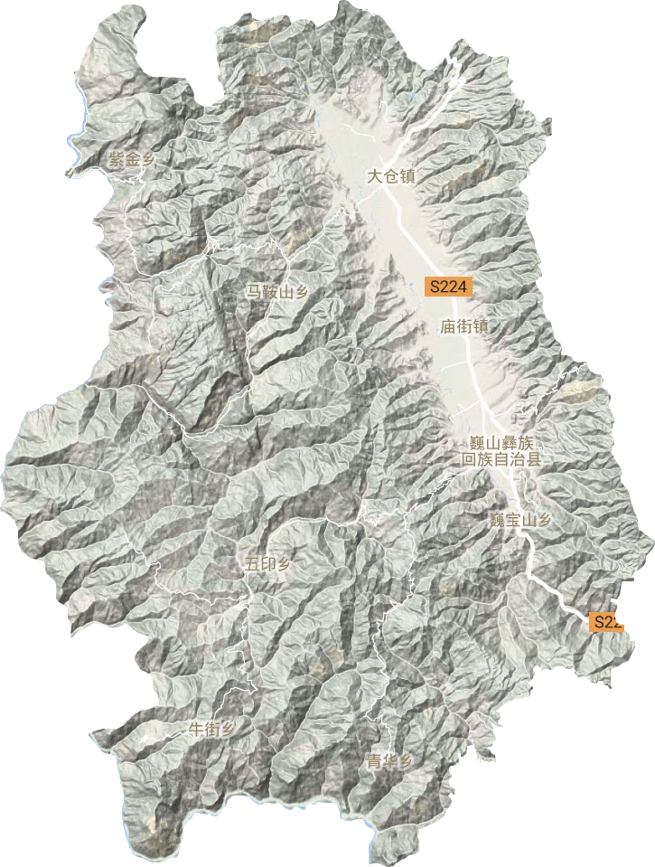 巍山县地形地图