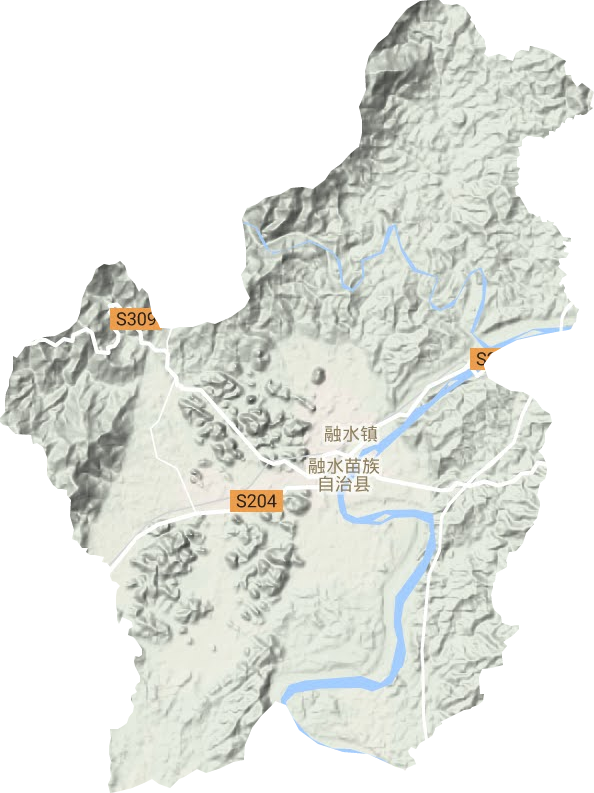 融水镇地形地图