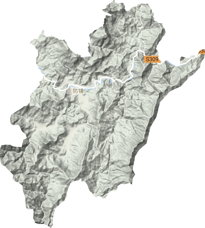 三防镇地形地图
